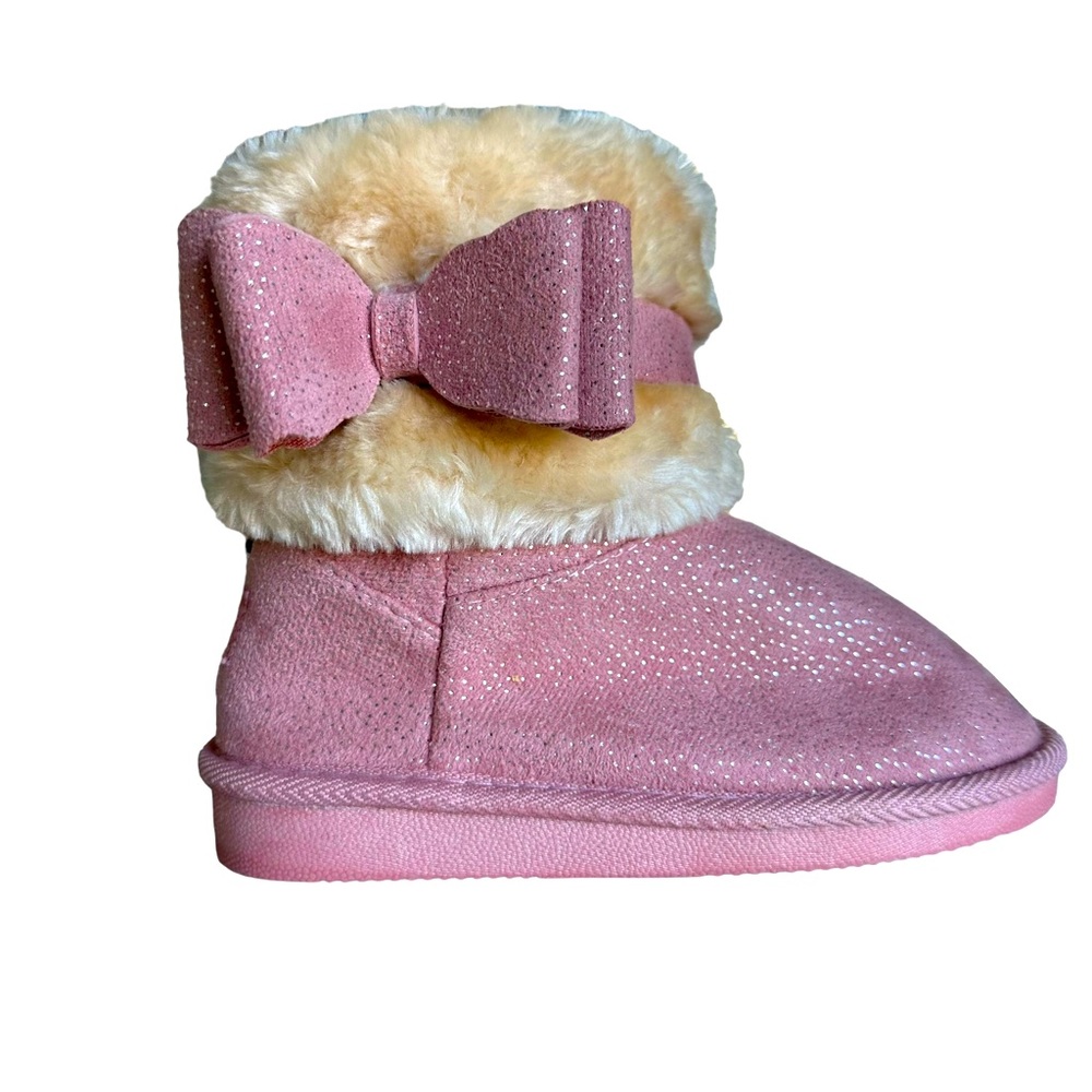 Bebe Toddler Girl Pink Faux Fur Bootie Boots with Bow Detail sz 3